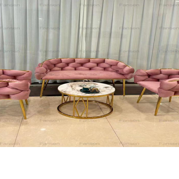 Salon 3 Pièces Style Coquille Rose